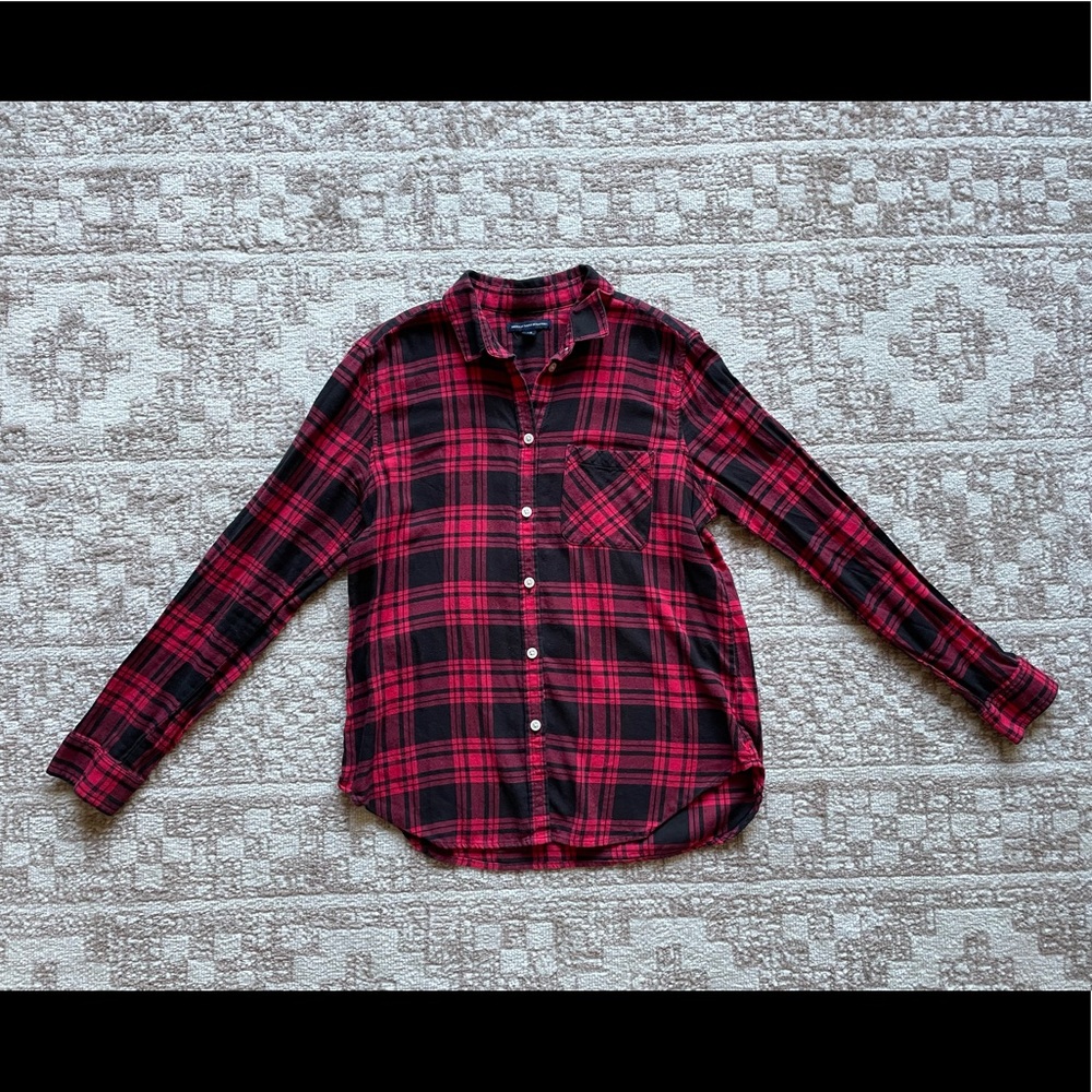 Red + Black American Eagle Button-Down - image 1